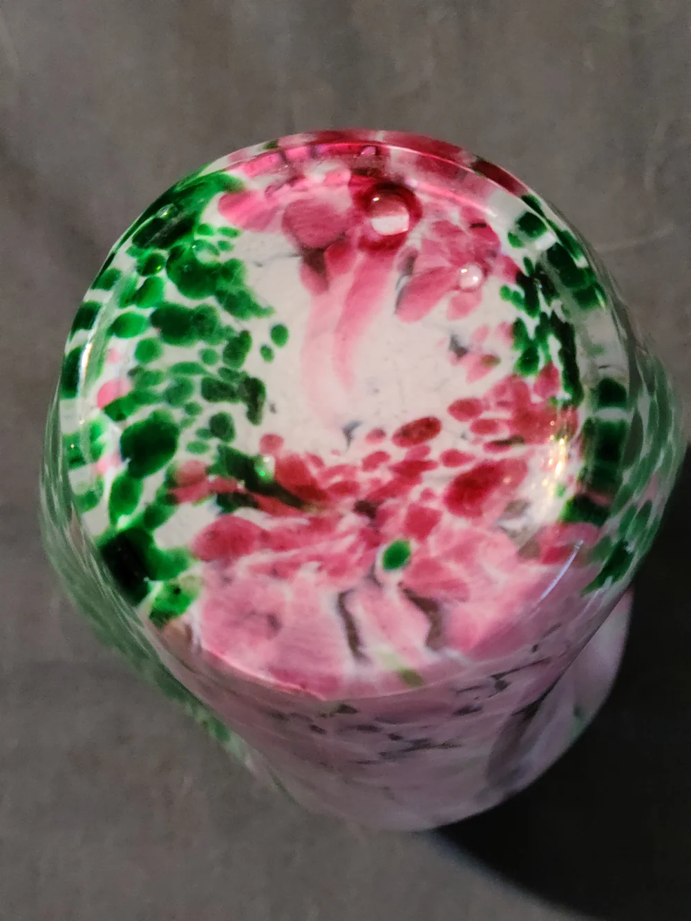 Fenton Pink and Green Art Glass Vase